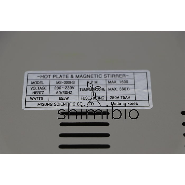 پلاک مشخصات فنی هیتر استیرر ام تاپس مدل ms300hs